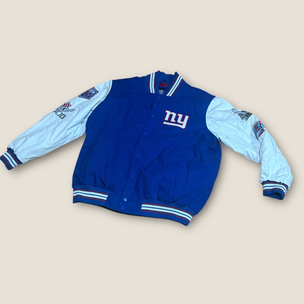 NFL New York Giants Super Bowl Champions Varsity Jacket Blue White 3XL Big
